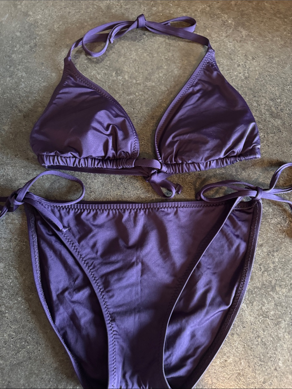 Source Unknown Purple Triangle String Bikini